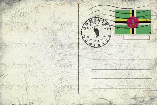 Dominica Mahaut Old Style Mail Envelope with Flag and Postmark