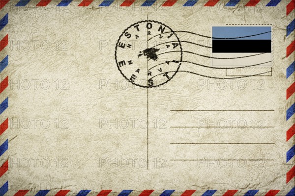 Estonia Narva Vintage Air Mail Envelope with Flag and Postmark