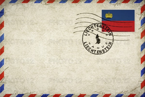 Liechtenstein Vaduz Vintage Air Mail Envelope with Flag and Postmark
