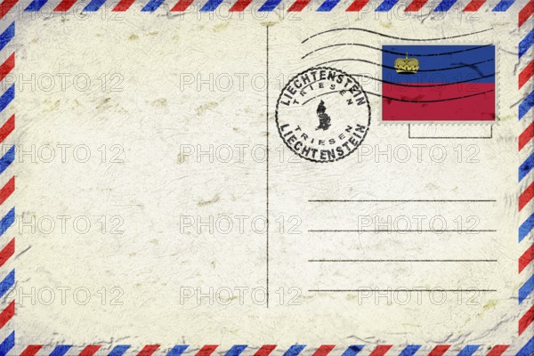 Liechtenstein Triesen Vintage Air Mail Envelope with Flag and Postmark
