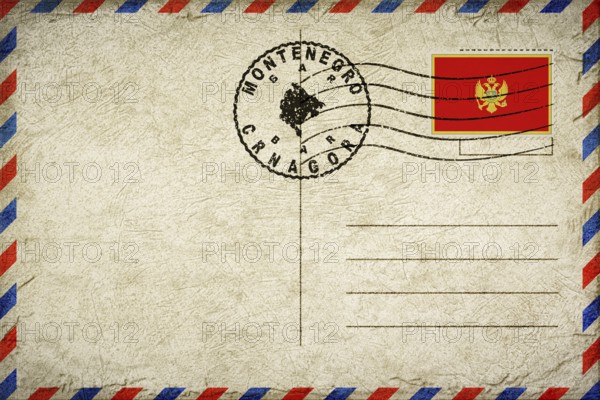 Montenegro Bar Vintage Air Mail Envelope with Flag and Postmark