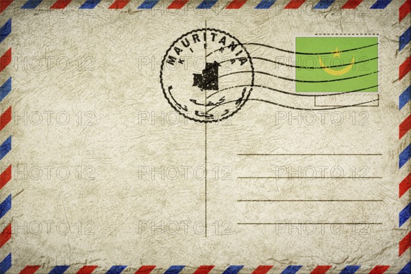 Mauritania Kiffa Vintage Air Mail Envelope with Flag and Postmark