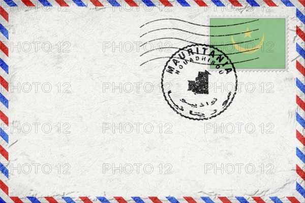 Mauritania Nouadhibou Vintage Air Mail Envelope with Flag and Postmark
