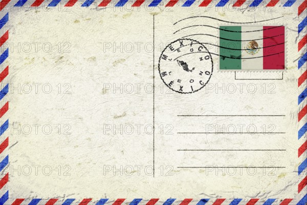 Mexico Leon Vintage Air Mail Envelope with Flag and Postmark