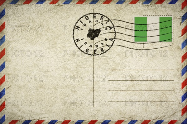 Nigeria Ibadan Vintage Air Mail Envelope with Flag and Postmark