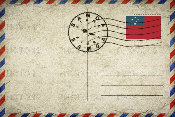 Samoa Siumu Vintage Air Mail Envelope with Flag and Postmark