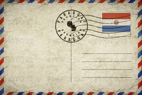 Paraguay Asuncion Vintage Air Mail Envelope with Flag and Postmark