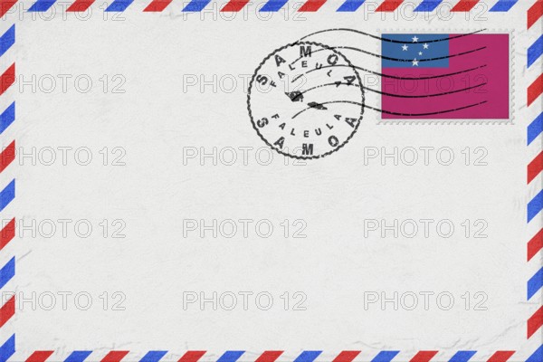 Samoa Faleula Vintage Air Mail Envelope with Flag and Postmark