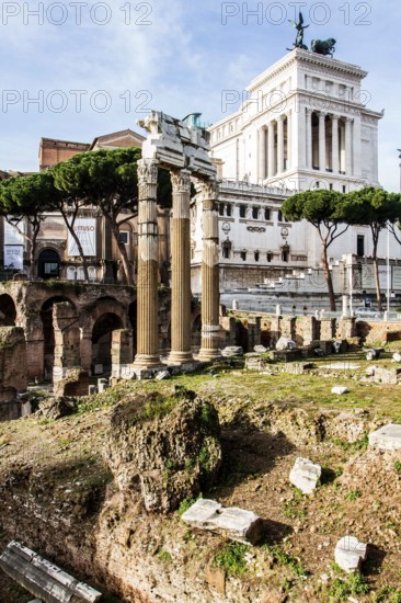 Forum of Caesar (Foro di Cesare), built between 1st century BC and 2nd century AD, with the colums