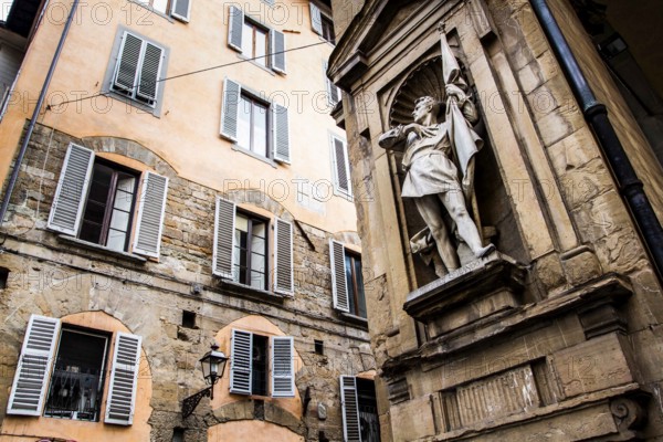 Statue of Michele di Lando on the facade of Loggia del Mercato Nuovo. Florence, Province of
