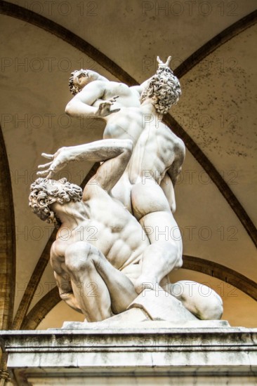 Rape of the Sabine Women sculpture, in Loggia dei Lanzi. Florence, Province of Florence, Italy. 19