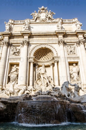 Fontana di Trevi, the largest Baroque fountain in the city and one of the most famous fountains in