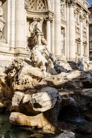 Fontana di Trevi, the largest Baroque fountain in the city and one of the most famous fountains in