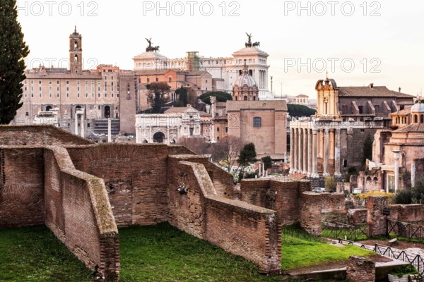 Roman Forum (Foro Romano) viewed from Via di San Bonaventura. Rome, Province of Rome, Italy. 23.12