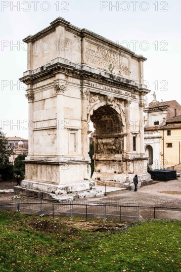 Arch of Titus, constructed in 82 AD by Roman Emperor Titus Flavius to commemorate the Siege of