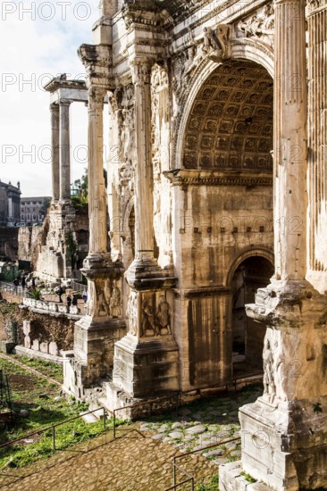 Arch of Septimius Severus (Arco di Settimio Severo) in the Roman Forum (Foro Romano). Rome,