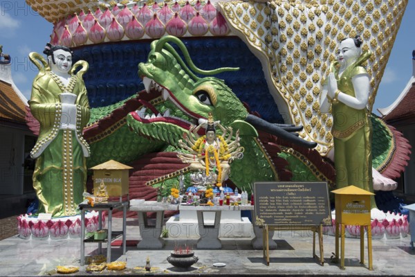 Thailand, Koh Samui, Temple, Wat Plai Laem, at the foot of the Guanyin's statue (Chineese)