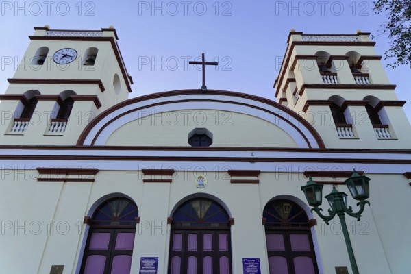 Baracoa, Cuba, Central America, A church with two towers and a cross under a blue sky, Greater