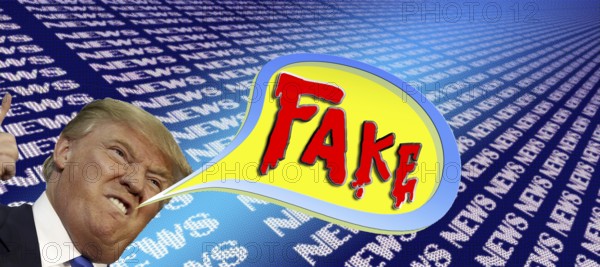 Symbolic image, Trump and fake news, USA, democracy by storm, freedom, individuality, social