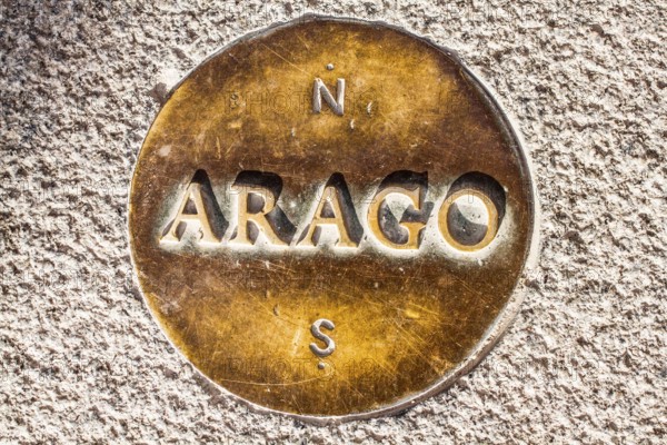 One of the Arago medallions at Louvre Museum (Musee du Louvre) defining the Rose Line, a fictional