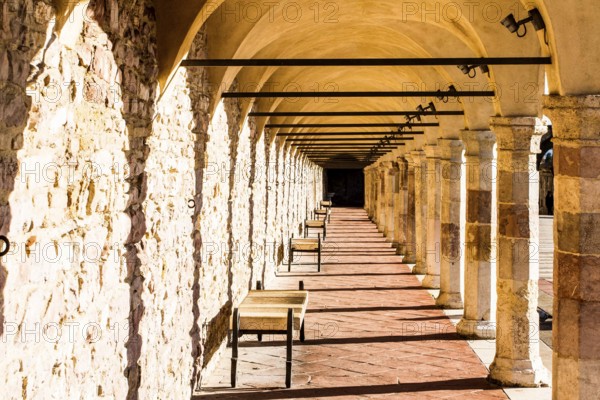 Passage with arches at Basilica of San Francesco d'Assisi. Assisi, Province of Perugia, Italy. 22