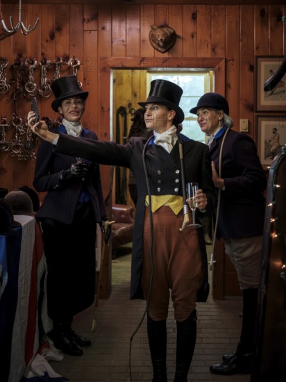 A rider from the Toronto North York Hunt Club, dressed in traditional hunting clothes, take a