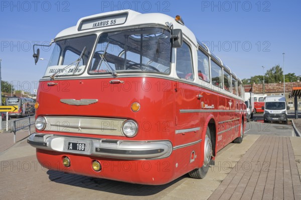 Historic Icarus 55, bus from the Hungarian bus manufacturer Ikarus, Tallinna Bussijaam bus station,