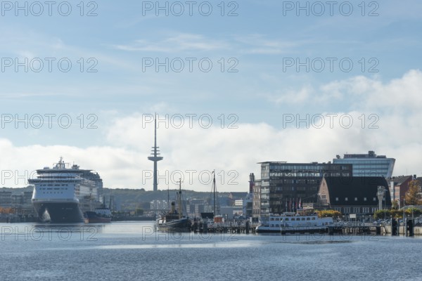 Norwegian Color Line ferry and cruise ship Color Magic, Kiel port, museum bridge, shipping museum,