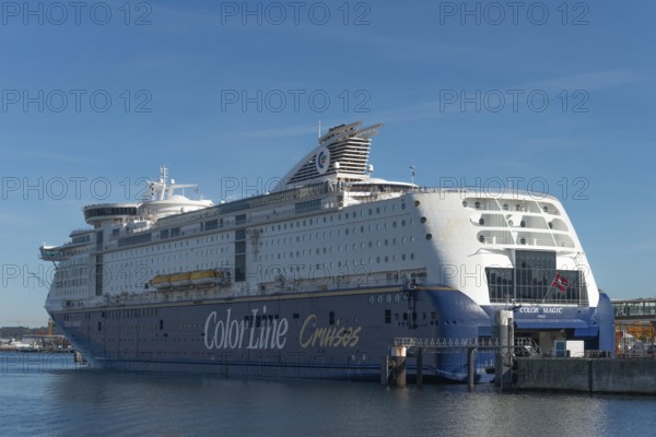 Norwegian Color Line ferry and cruise ship Color Magic, Kiel port, car loading, Kiel Fjord,