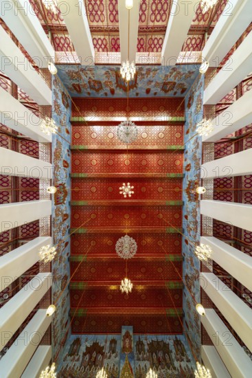 Photo from the frog persective:Ubosot (ordination hall) with columns (Sao) and richly decorated