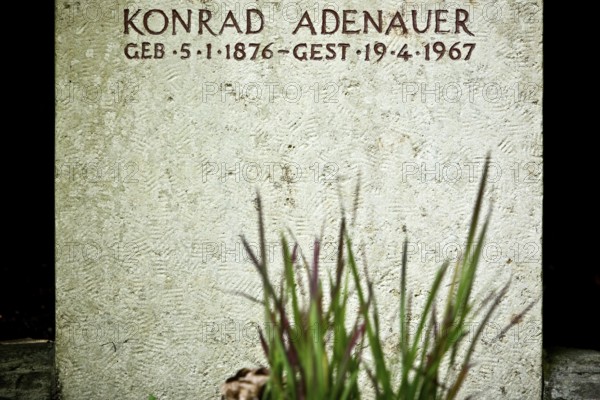 Tombstone of Konrad Adenauer at the Rhöndorfer Waldfriedhof, Bad Honnef, North Rhine-Westphalia,