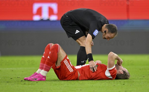 Referee Bastian Dankert at Harry Kane FC Bayern Munich FCB (09) injured ground injury Deutscher