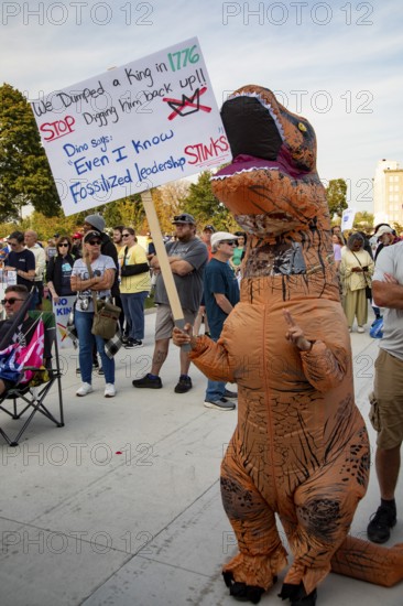Detroit, Michigan USA - 18 October 2025 - A large crowd gathered for a 'No Kings' rally, protesting