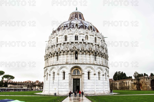 Baptistery at Piazza dei Miracoli, or Piazza del Duomo (Cathedral Square). Pisa, Province of Pisa,