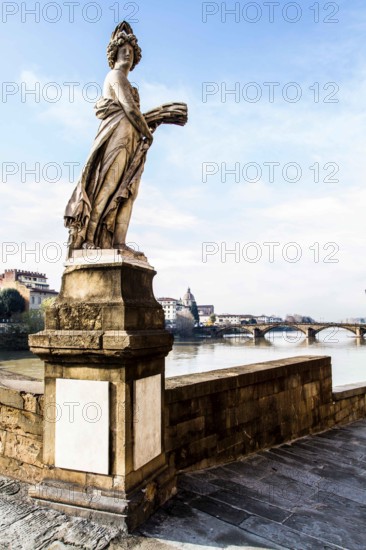 Detail of Ponte Santa Trinita (Holy Trinity Bridge), the oldest elliptic arch bridge in the world,