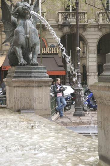 Sculpture, Fountain, Place Saint-Michel, 6ème arrondissement, (75006), Paris, France