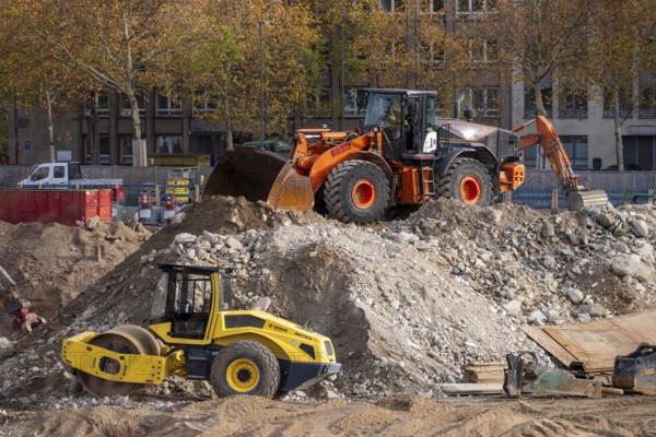 Construction site, dismantling, demolition of a large building, the former high-rise building of