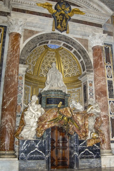 Opulently designed tomb of Pope Alexander VII in St. Peter's Basilica, Basilica of St. Peter's
