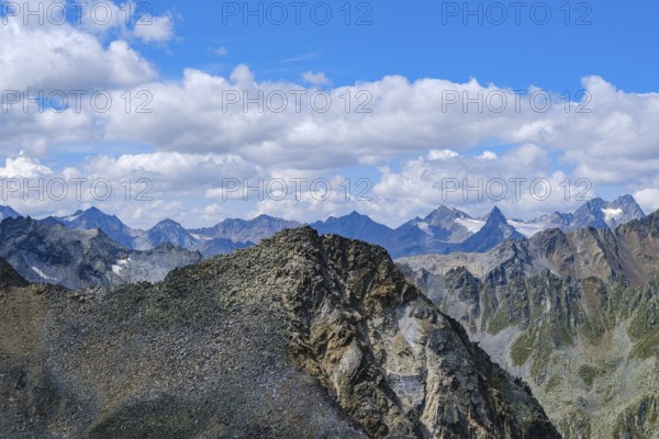 View from the summit of the Gaislachkogel of the Äußere Schwarze Schneid and the picturesque