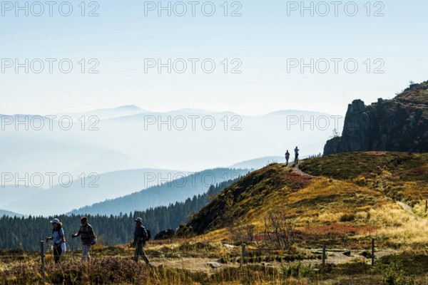 Staggered mountain ranges in haze, at Hohneck, Col de la Schlucht, Vosges, Alsace-Lorraine, Vosges