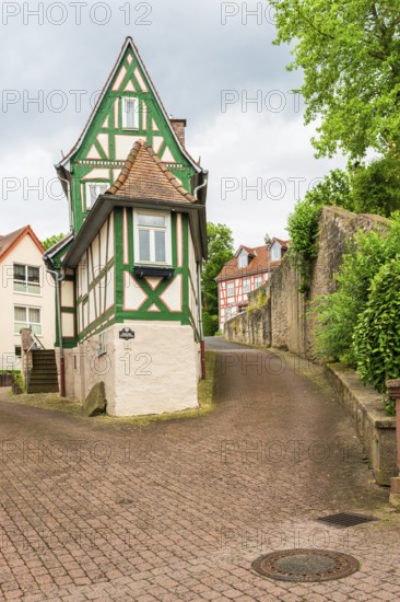 Old half-timbered house, spa city of Bad Orb, Spessart Nature Park, Main-Kinzig district, Hesse,