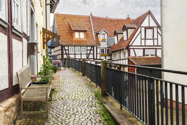 Half-timbered house, Spa city of Bad Orb, Spessart Nature Park, Main-Kinzig district, Hesse,