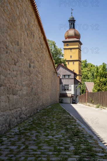 City wall, old historical city of Dinkelsbühl, middle Franconia, Bavaria, Germany