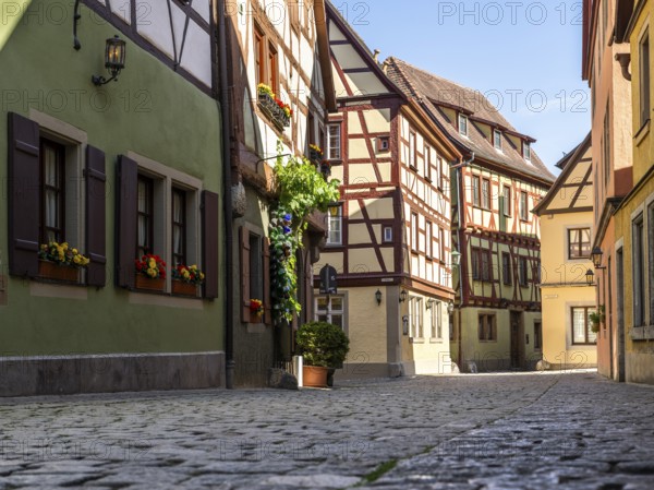 Half-timbered houses, historical city of Rothenburg ob der Tauber, old town, middle Franconia,