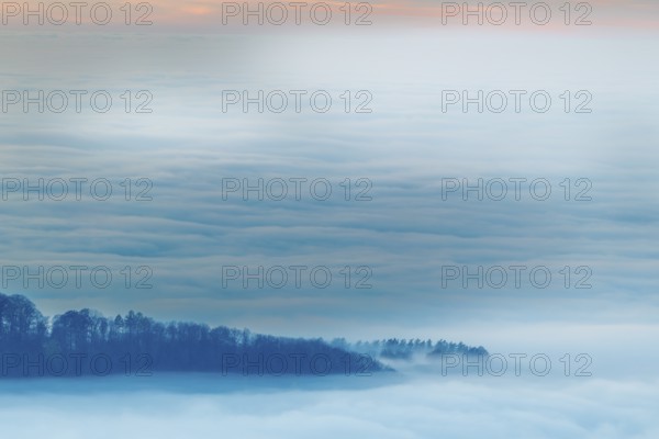 Inversion weather, fog, autumn, Breitenstein, Breitenstein, Ochsenwang, Swabian Jura,