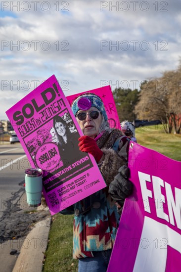 Farmington Hills, Michigan USA - 10 November 2025 - Activists picket U.S. Senator Haley Stevens'
