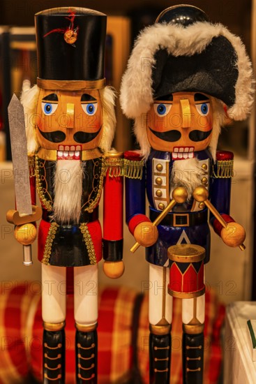 Sales stand with nutcracker figures, Christkindlmarkt, Marienplatz, Munich, Upper Bavaria, Bavaria,
