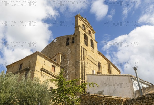 Romanesque architecture Iglesia del Salvador church, medieval village of Luesia, Cinco Villas,