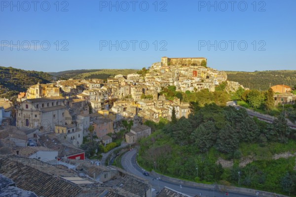 Elevated view of Ragusa Ibla historic town, Ragusa Ibla, Ragusa province, Sicily, Italy