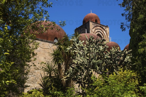 Chiesa San Giovanni degli Eremiti, with Arabo-Norman architecture, Palermo, Sicily, Italy